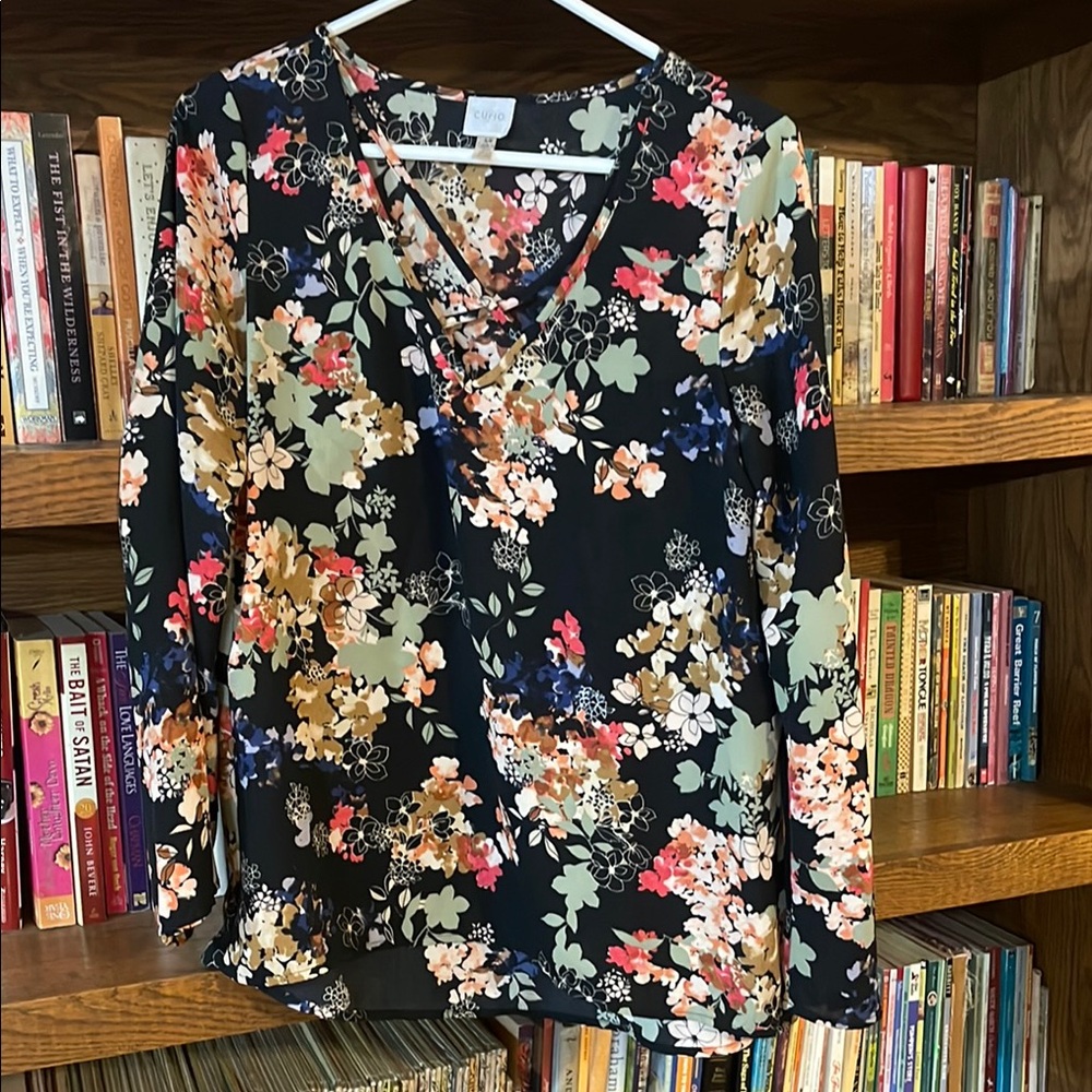 Cupio Multicolor Floral V-Neck Blouse